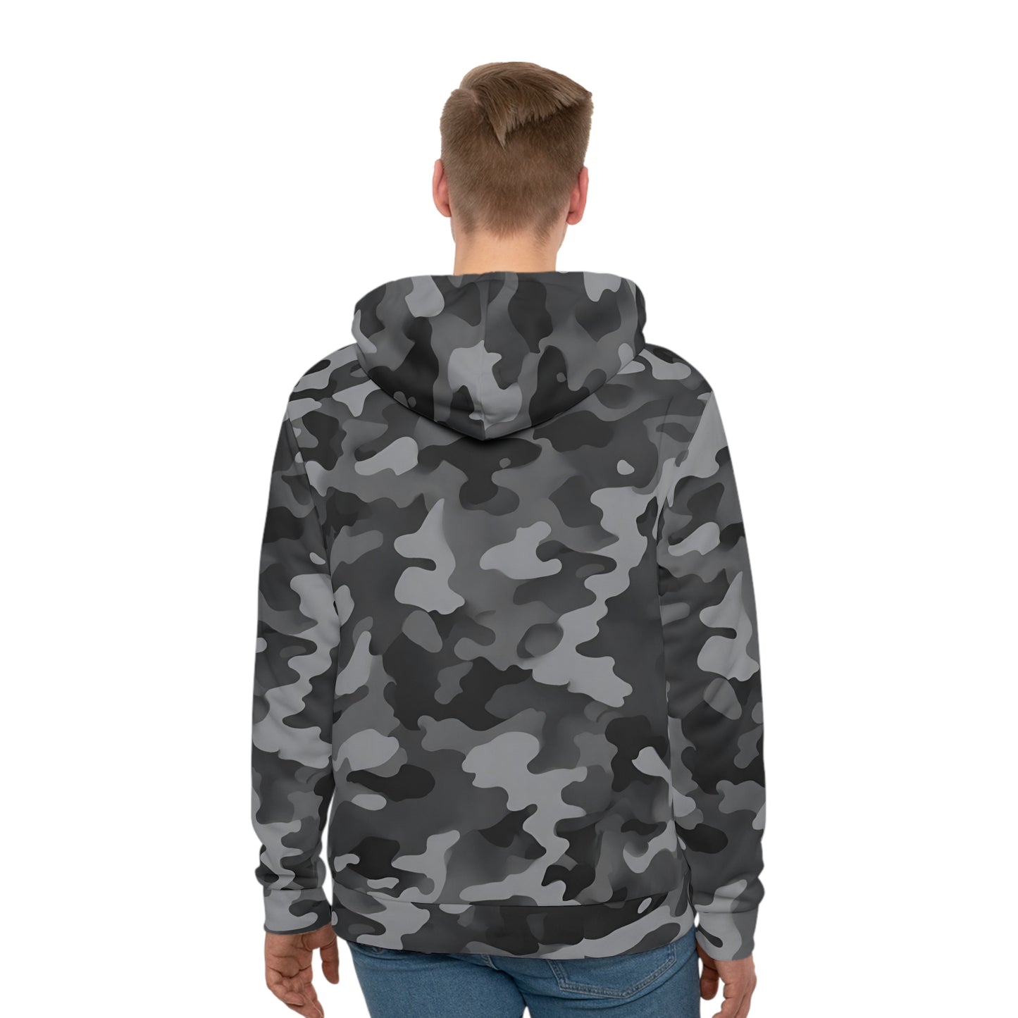 TactiCraft Urban Black Gray Camo Men's Hoodie (AOP)