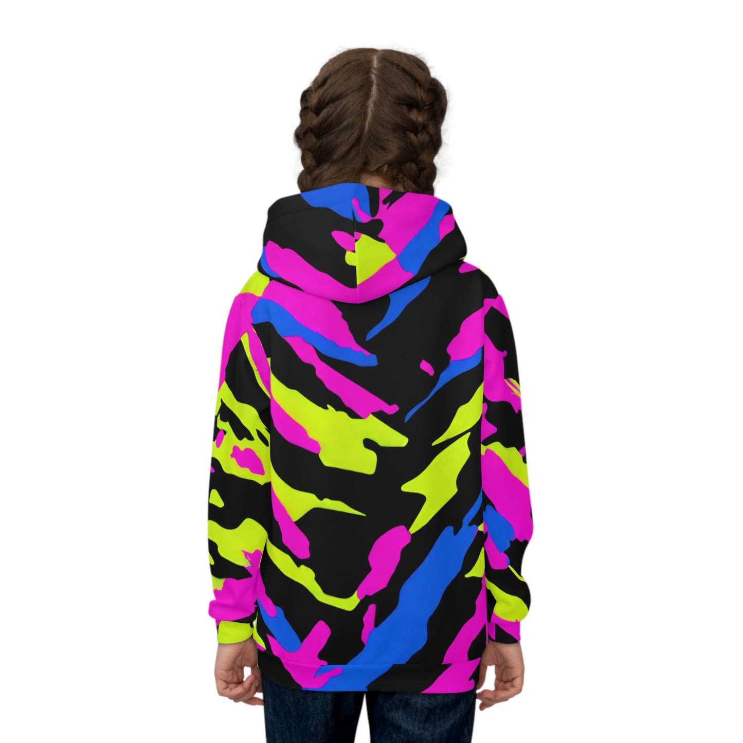 TactiCraft Neon Tiger Stripe Camo Children's Hoodie (AOP)