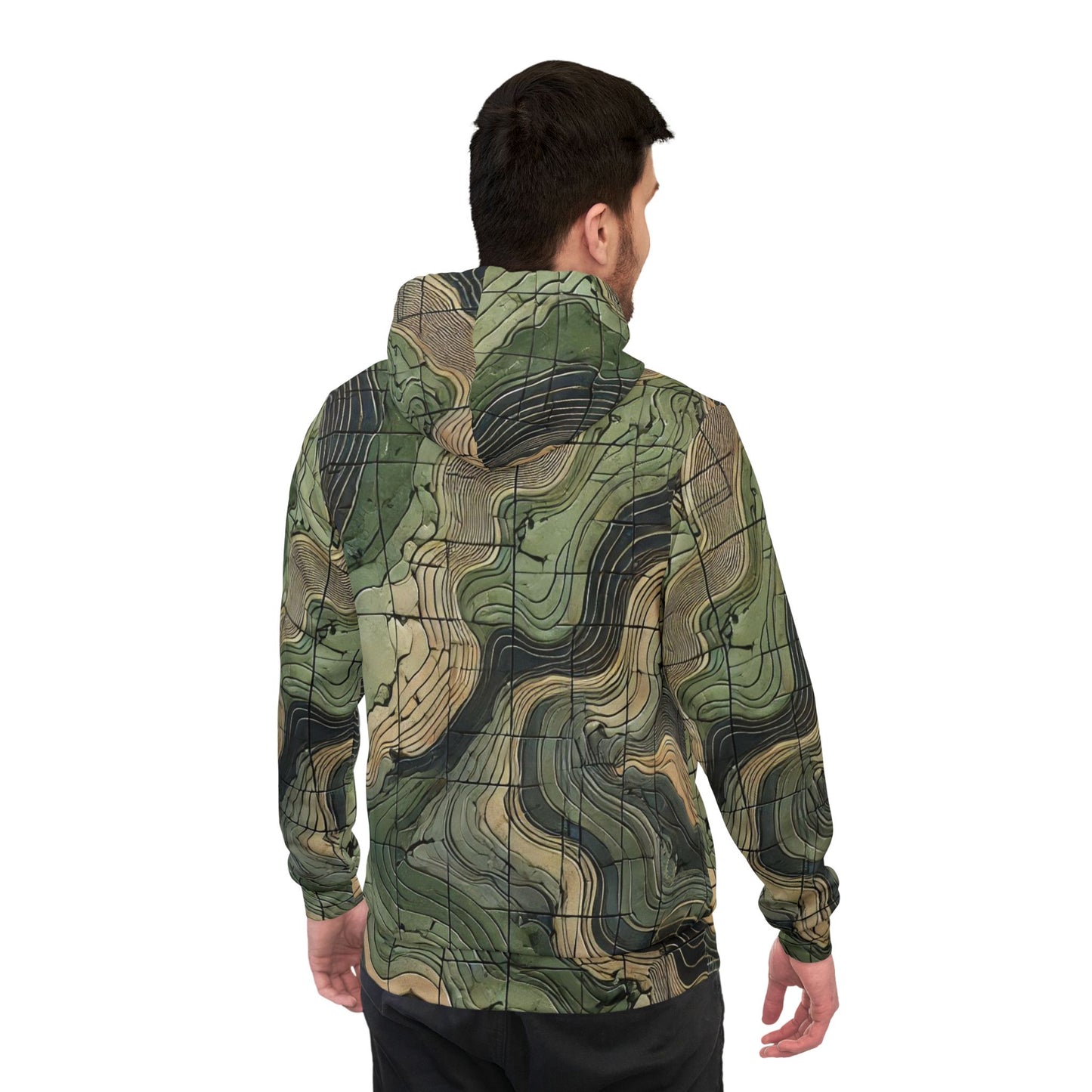 Terrain Line Topo Map Camo Athletic Hoodie (AOP)