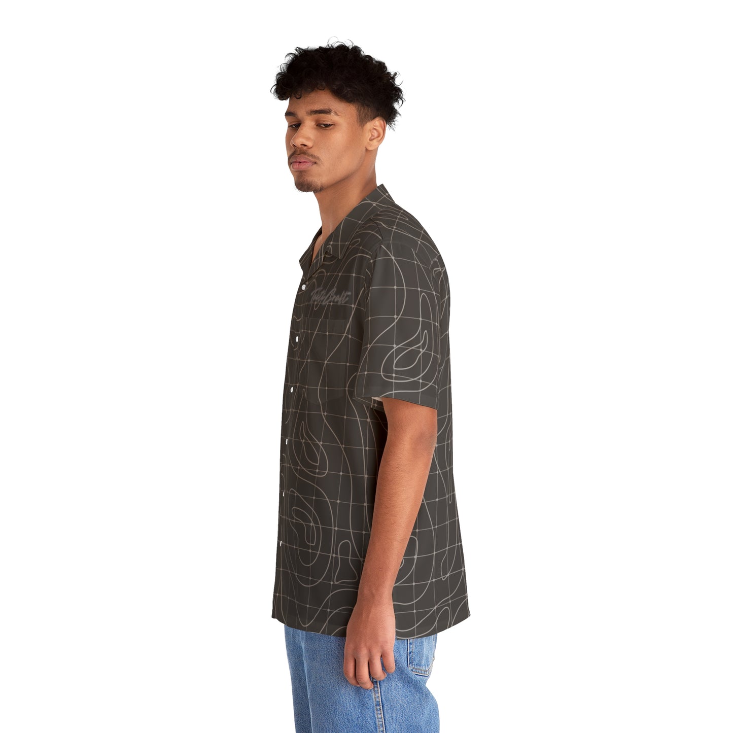 TactiCraft Topographical Terrain Map Grid Casual Men's Hawaiian Shirt (AOP)