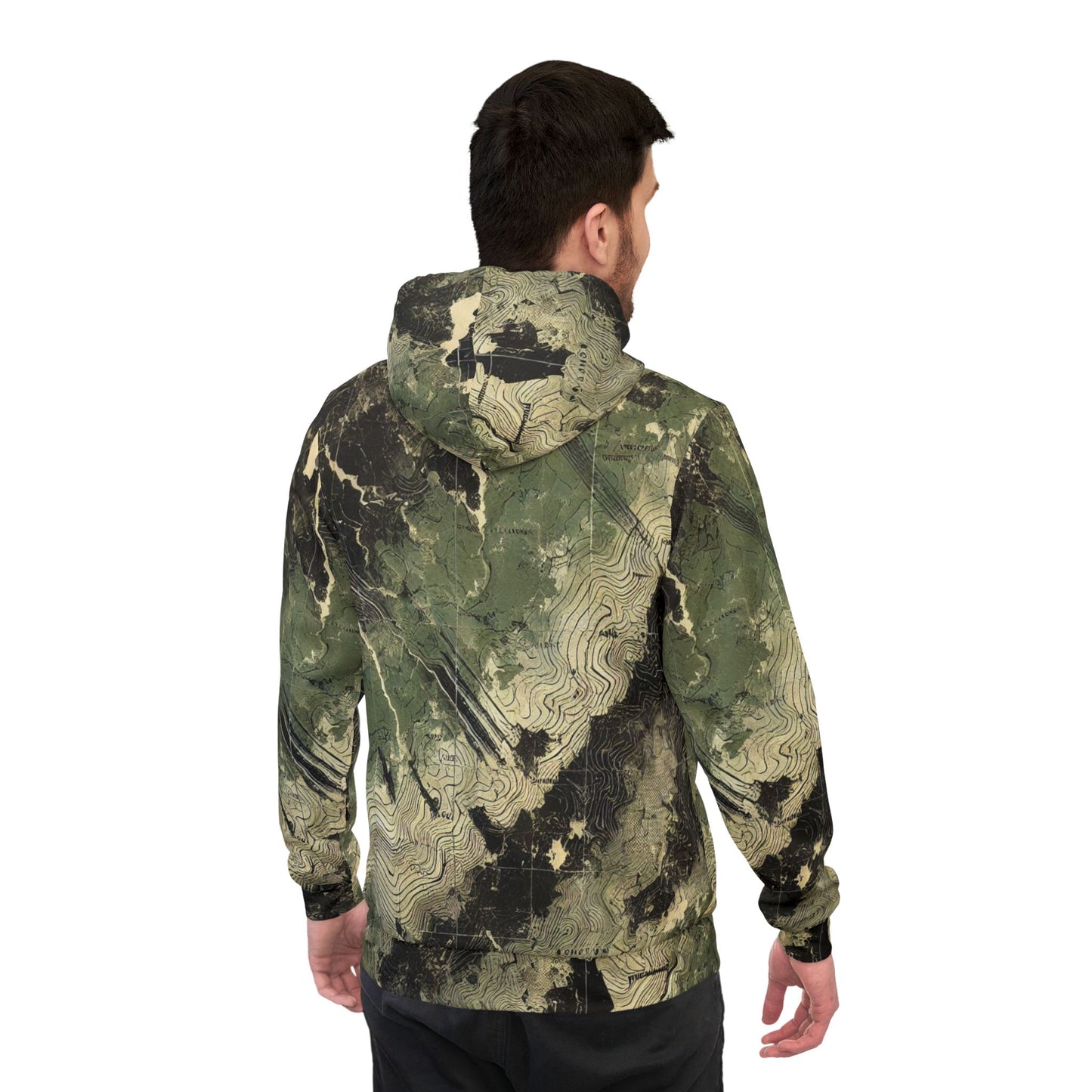Ripped Topo Map Camo Athletic Hoodie (AOP)