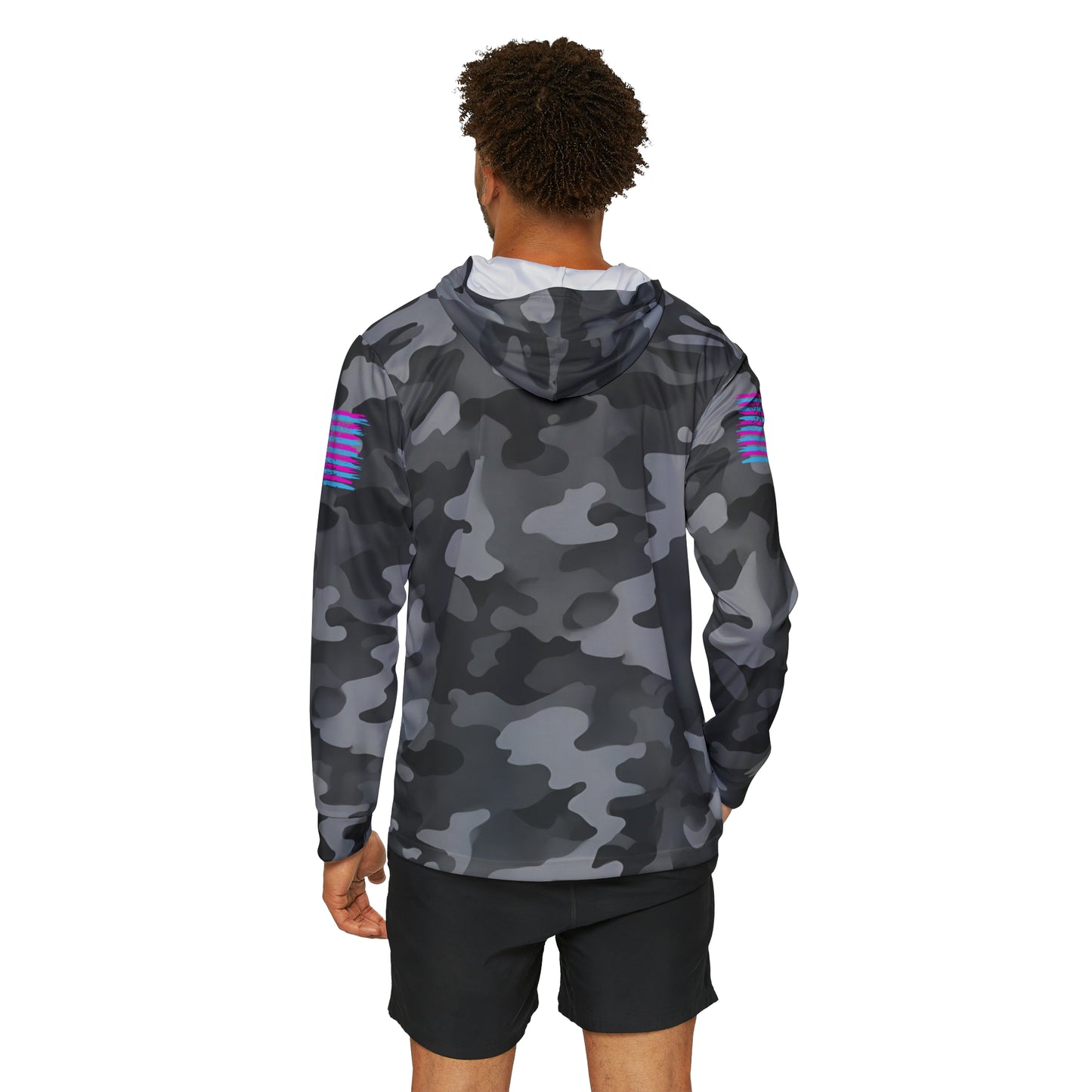 TactiCraft Neon American Flag Urban Camo Men's Sports Warmup Hoodie (AOP)