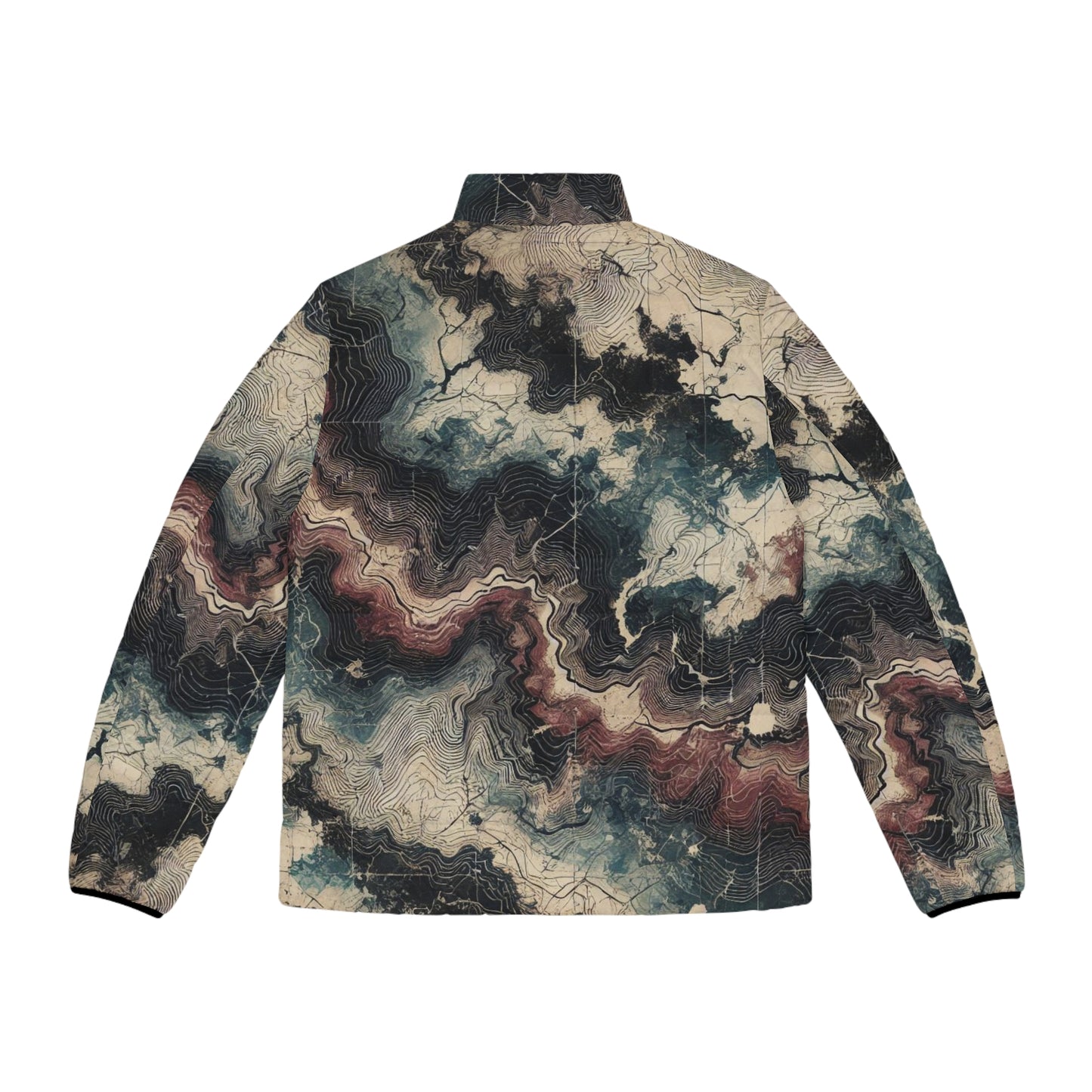 Topo Camo Fall Winter Men's Puffer Jacket (AOP)
