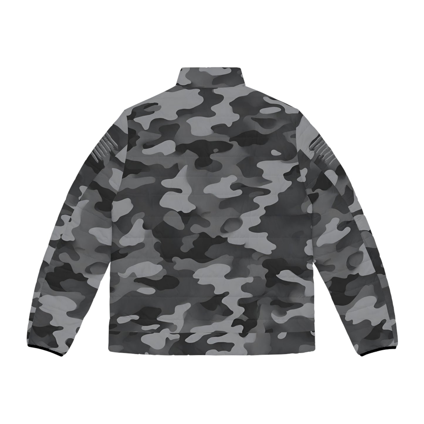TactiCraft Urban Gray Camo Men's Puffer Jacket (AOP)