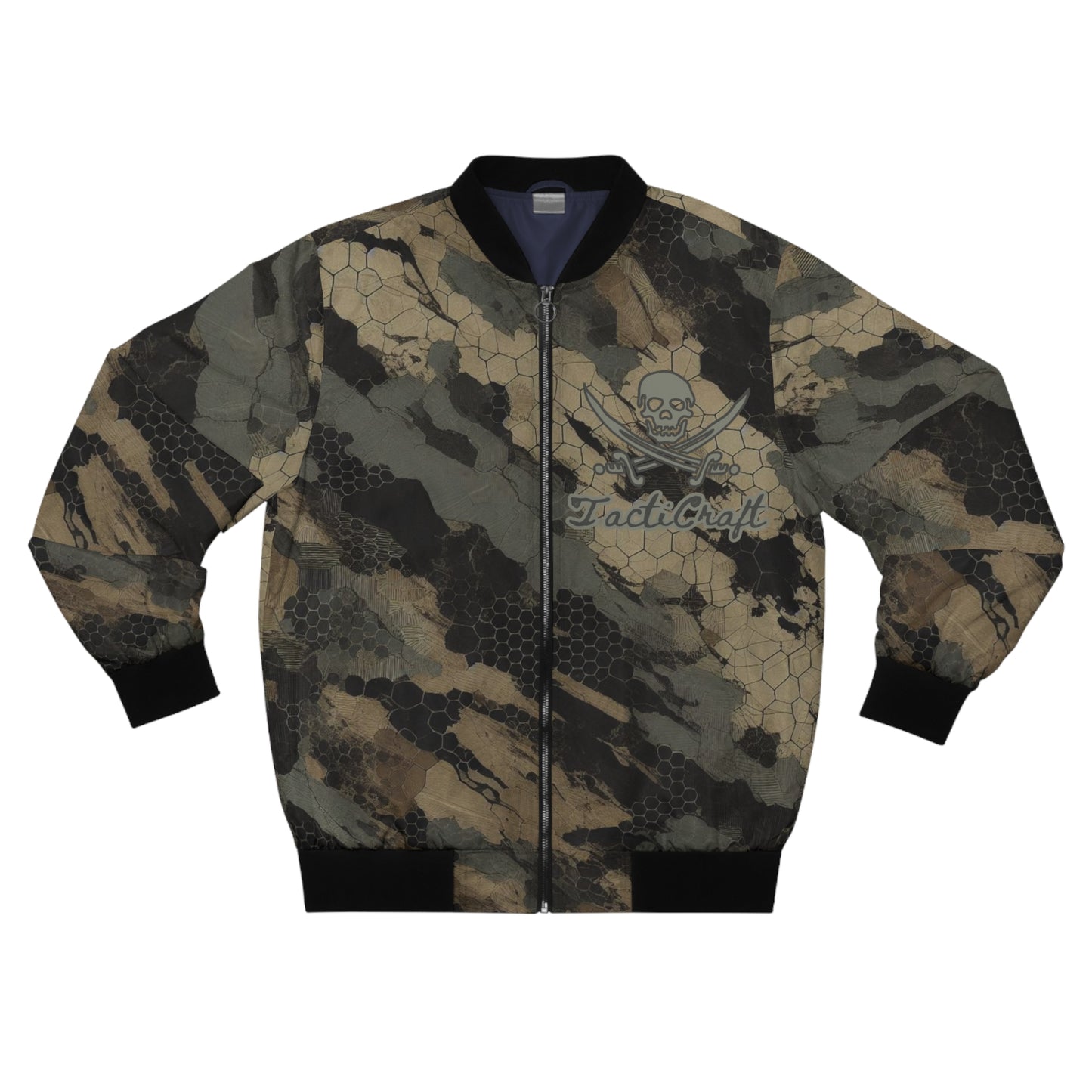 TactiCraft Ripped Honeycomb Camo Men's Bomber Jacket (AOP)