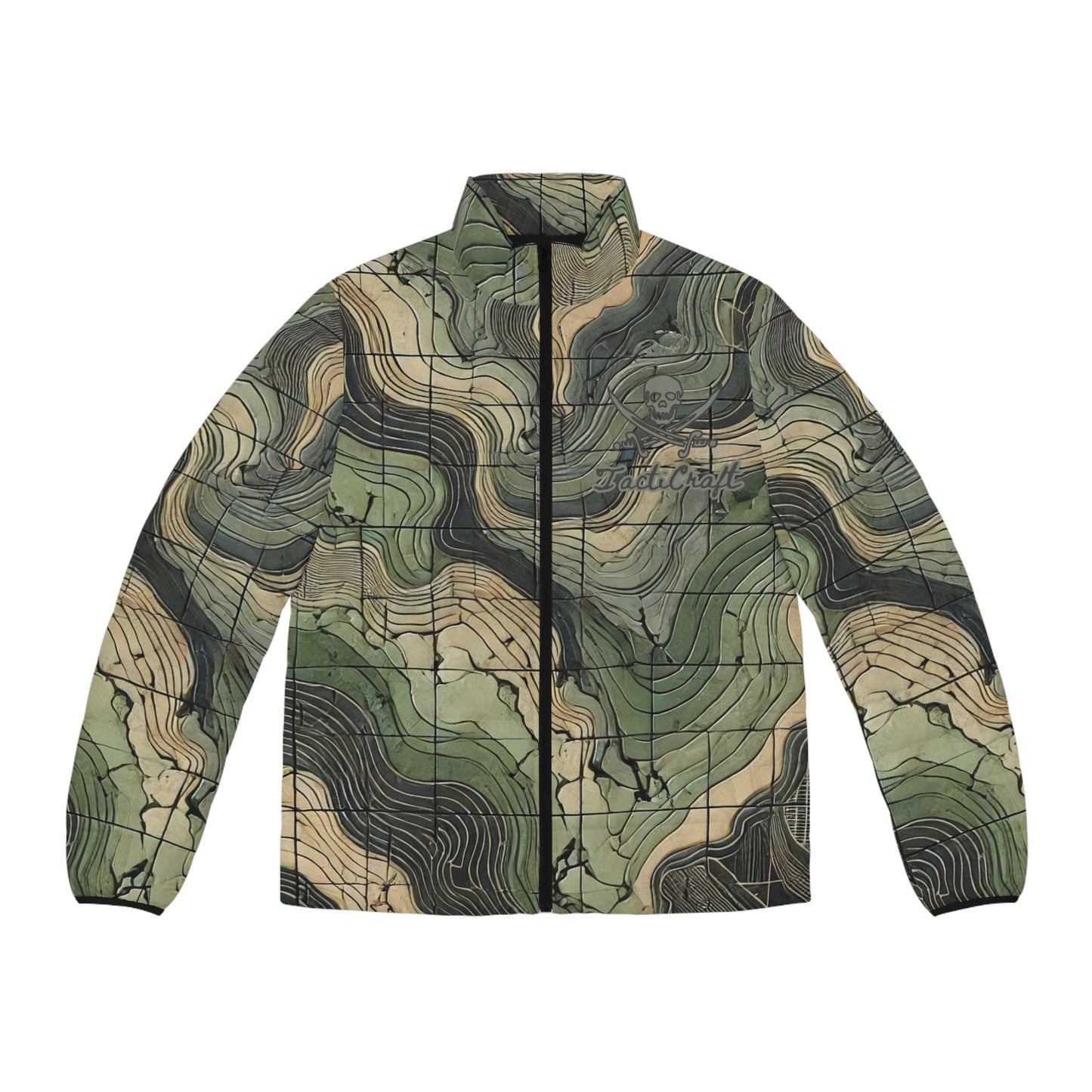 Terrain Map Appalachia Camo Men's Puffer Jacket (AOP)