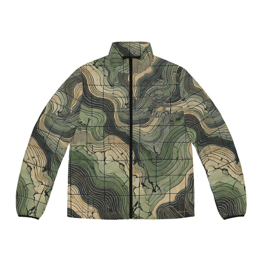 Terrain Map Appalachia Camo Men's Puffer Jacket (AOP)