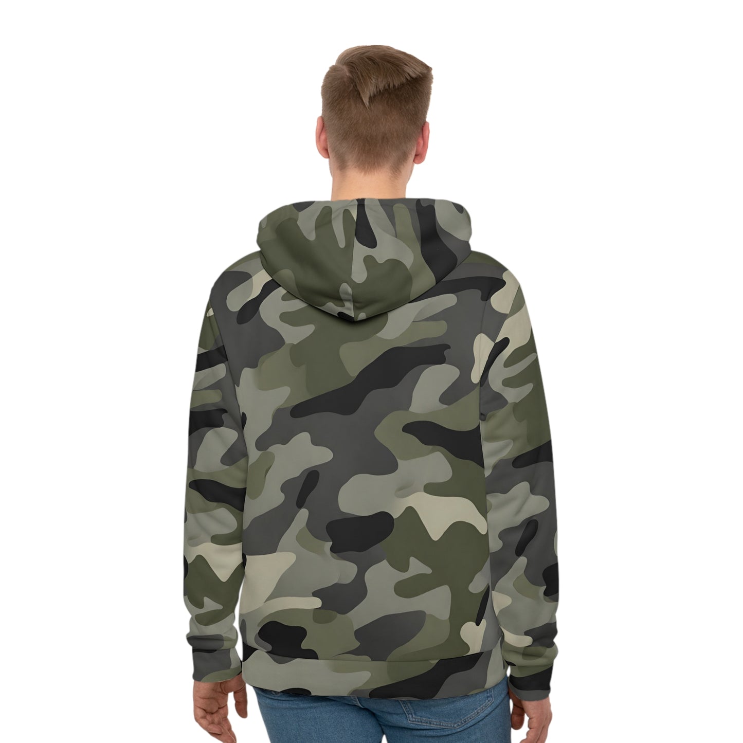 TactiCraft Woodland Blob Camouflage Men's Hoodie (AOP)