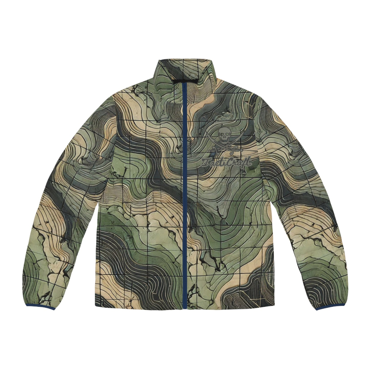 Terrain Map Appalachia Camo Men's Puffer Jacket (AOP)