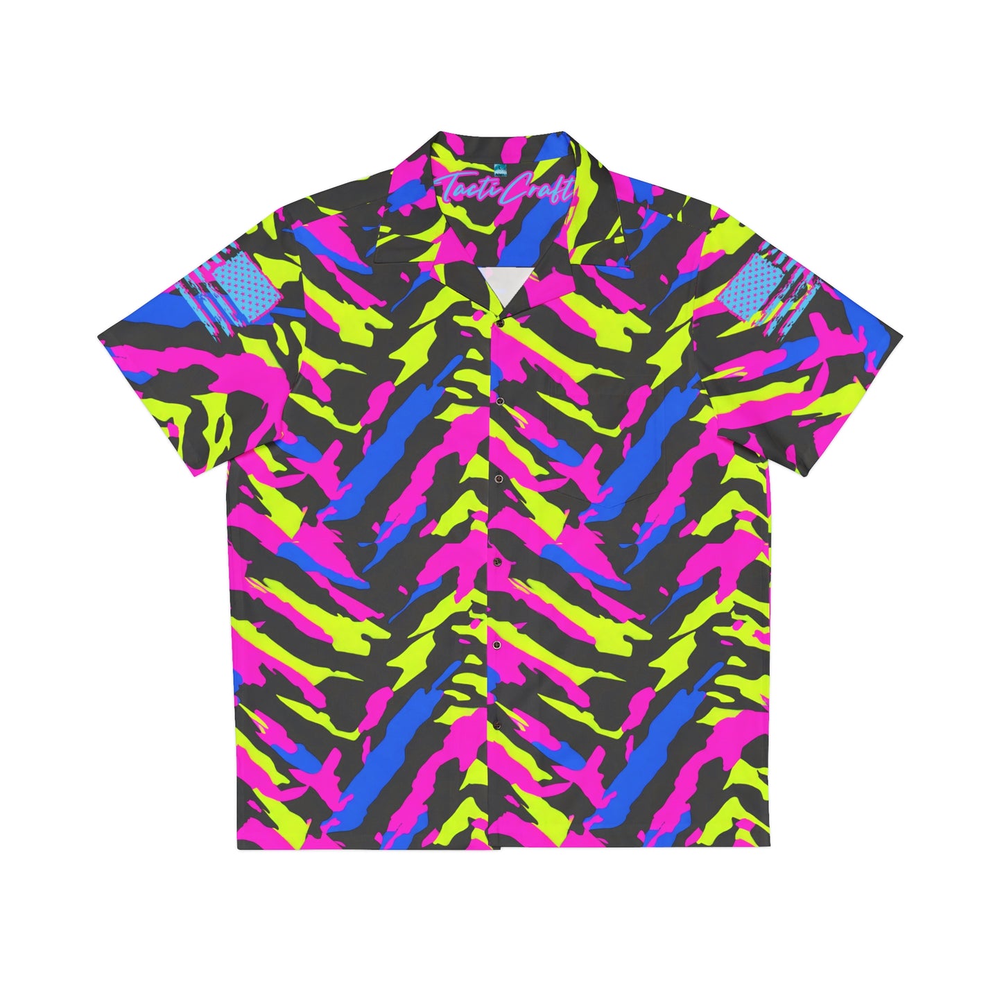 TactiCraft Neon Stripes Camo Men's Hawaiian Shirt (AOP)