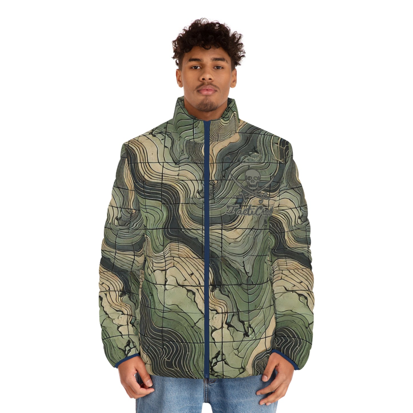 Terrain Map Appalachia Camo Men's Puffer Jacket (AOP)