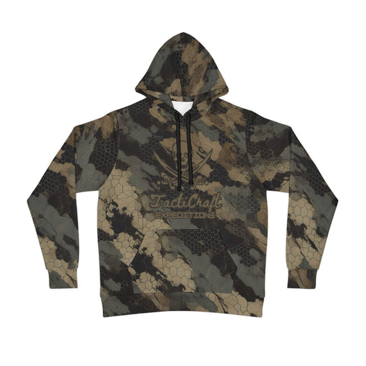 TactiCraft Apparels Ripped Honeycomb camouflage Graphic Athletic Hoodie for Outdoor Adventures