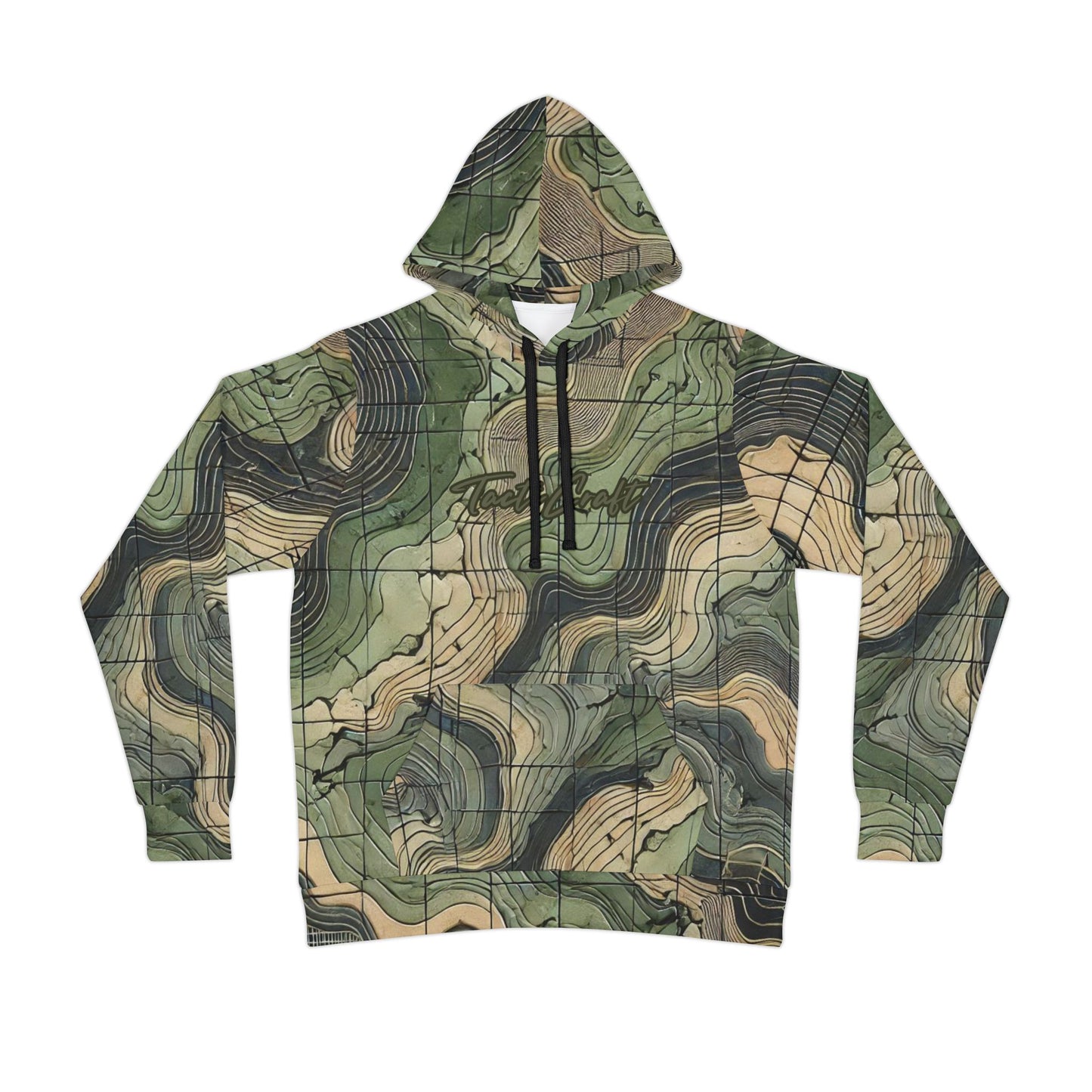Terrain Line Topo Map Camo Athletic Hoodie (AOP)