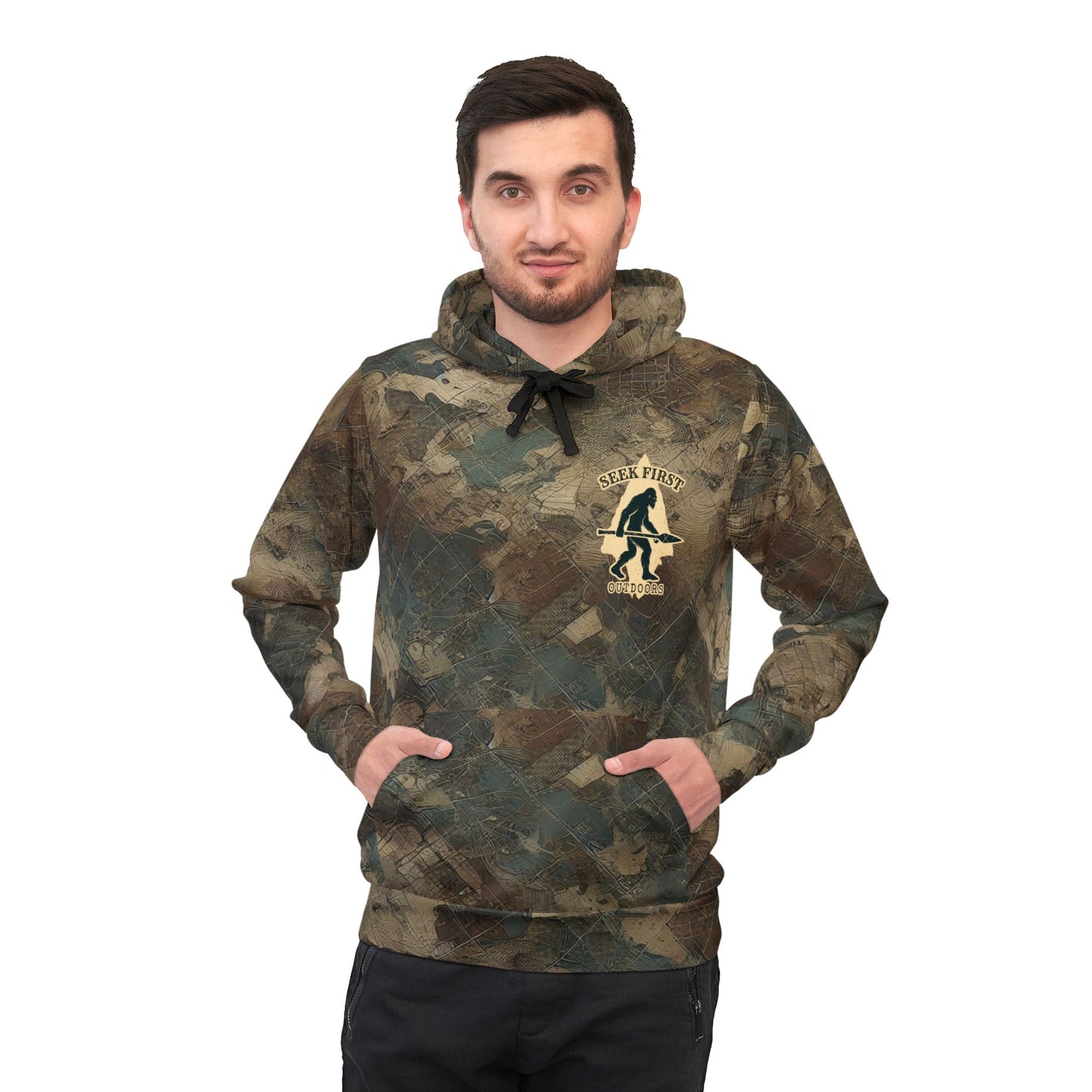 Seek First Outdoors Blotchy Topo Camo Athletic Hoodie (AOP)