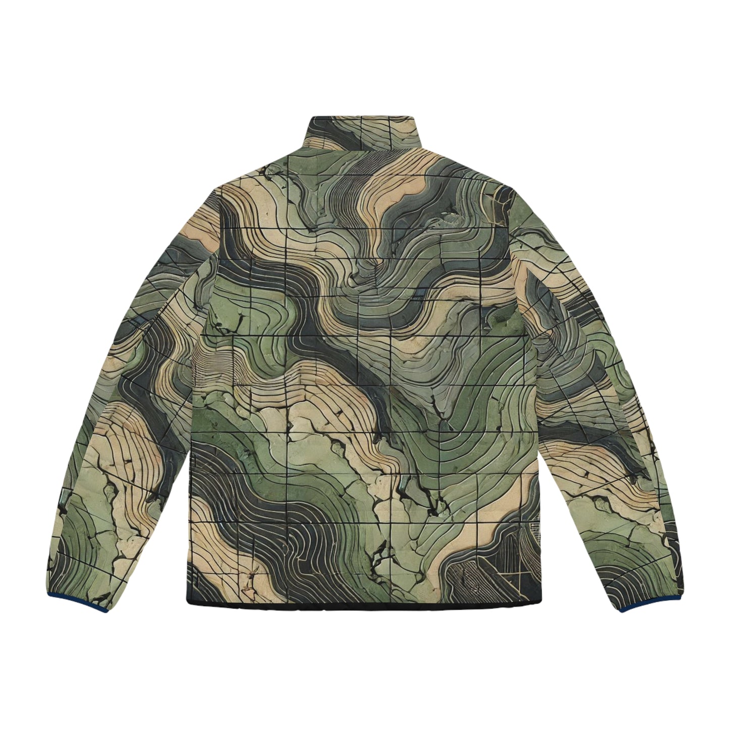 Terrain Map Appalachia Camo Men's Puffer Jacket (AOP)