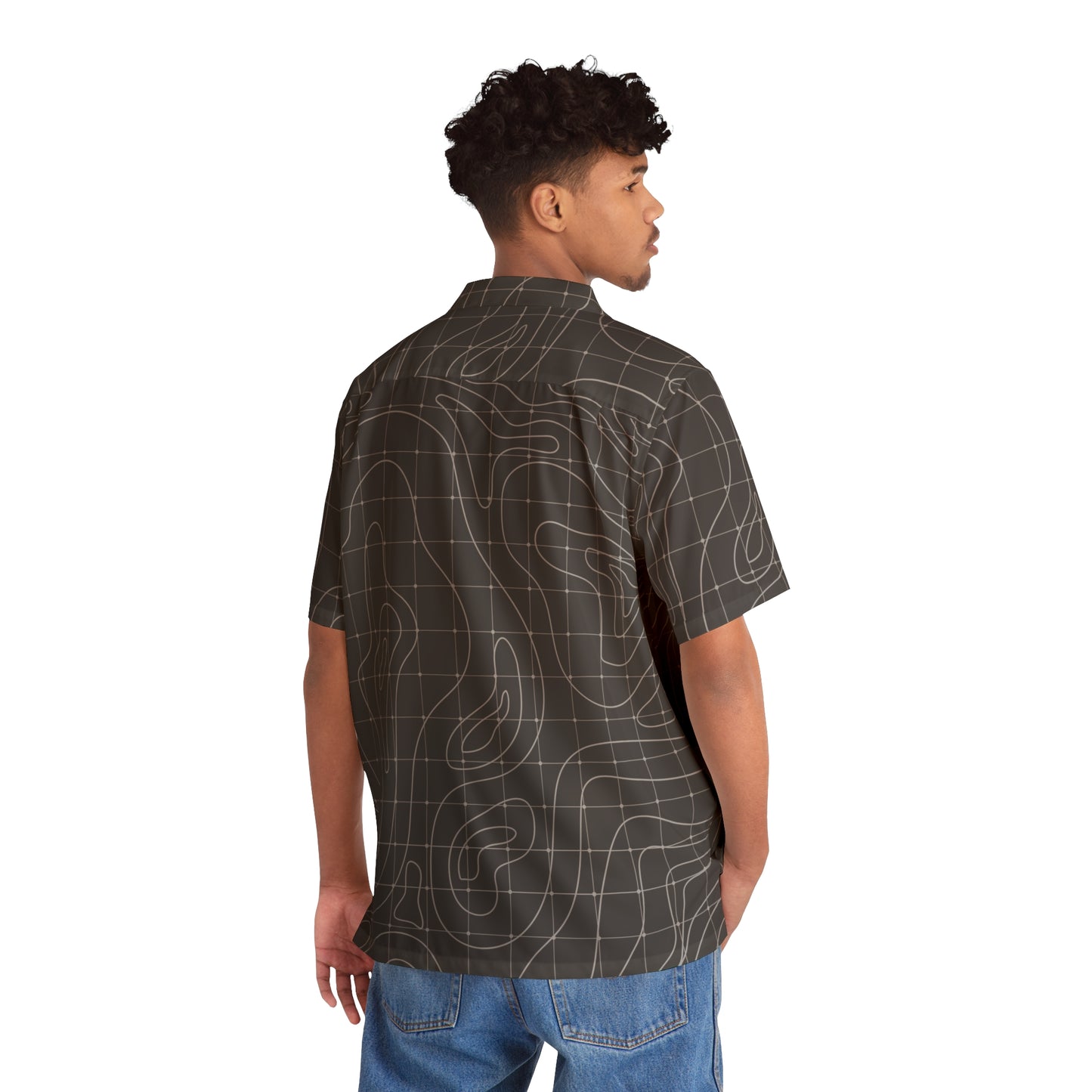TactiCraft Topographical Terrain Map Grid Casual Men's Hawaiian Shirt (AOP)