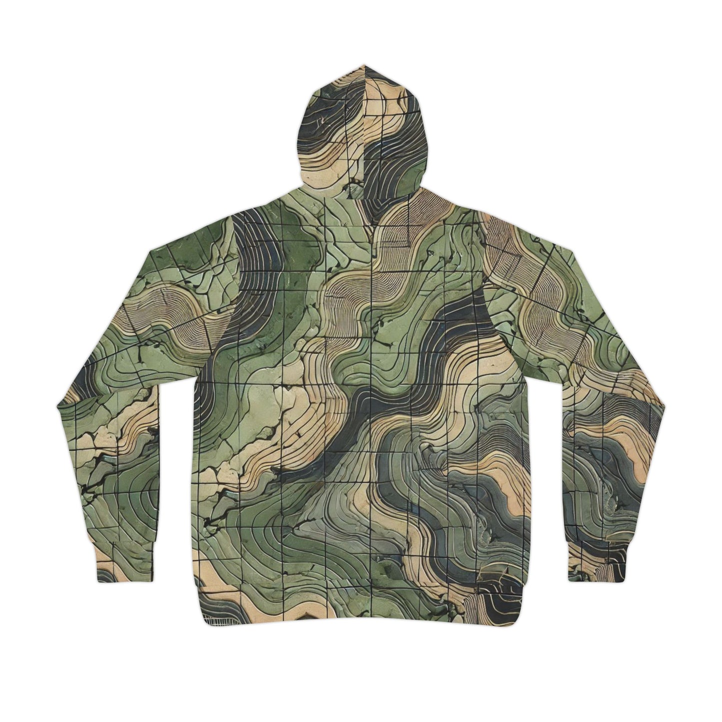 Terrain Line Topo Map Camo Athletic Hoodie (AOP)