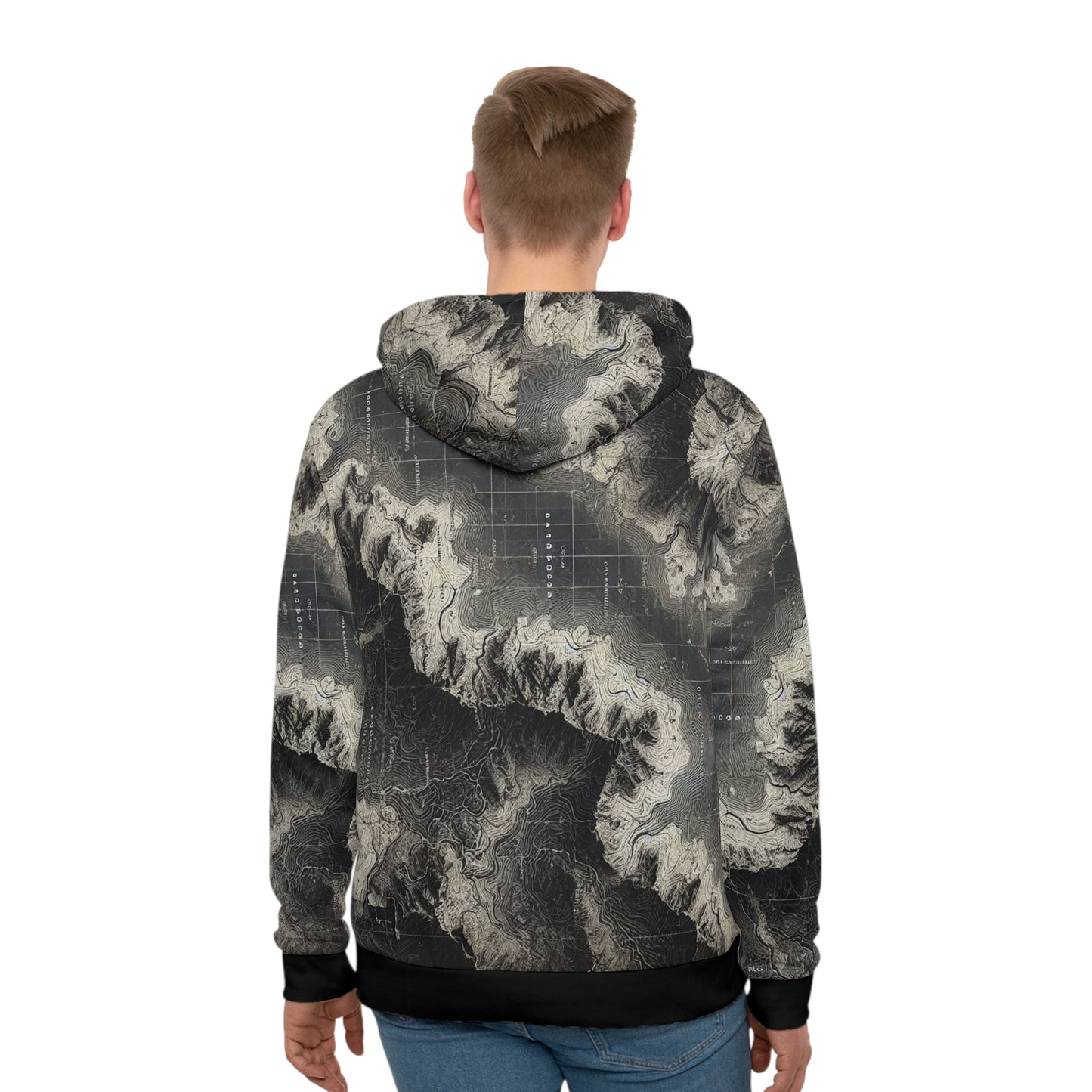 Greyscale Topo Men's Hoodie (AOP)