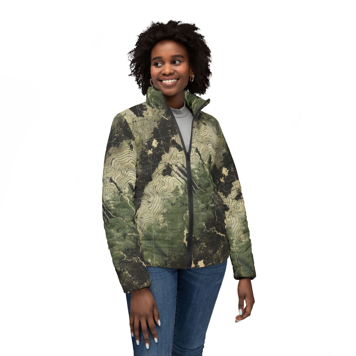 Topo Camo Women’s Puffer Jacket (AOP)