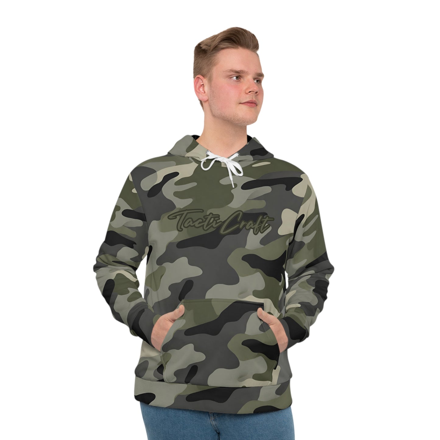 TactiCraft Woodland Blob Camouflage Men's Hoodie (AOP)
