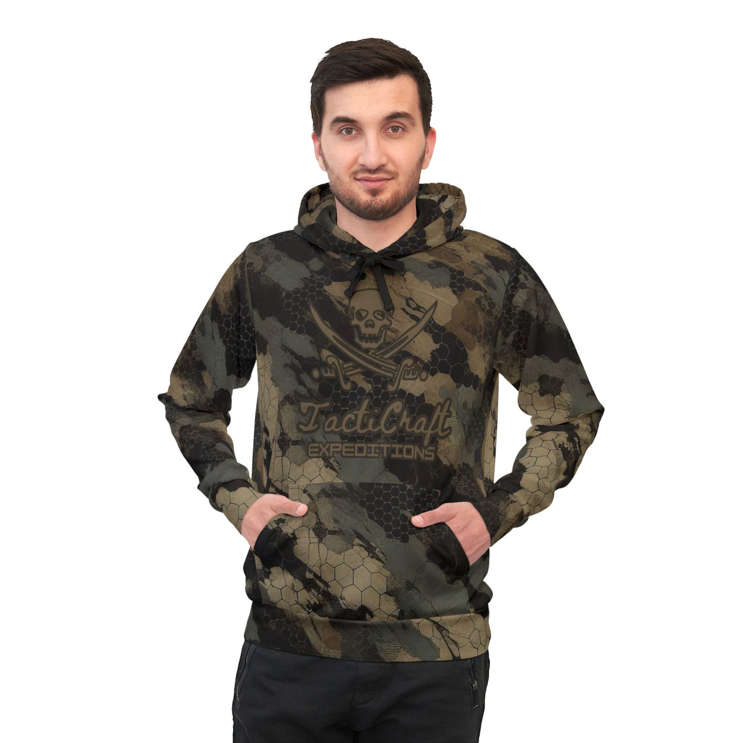 TactiCraft Apparels Ripped Honeycomb camouflage Graphic Athletic Hoodie for Outdoor Adventures