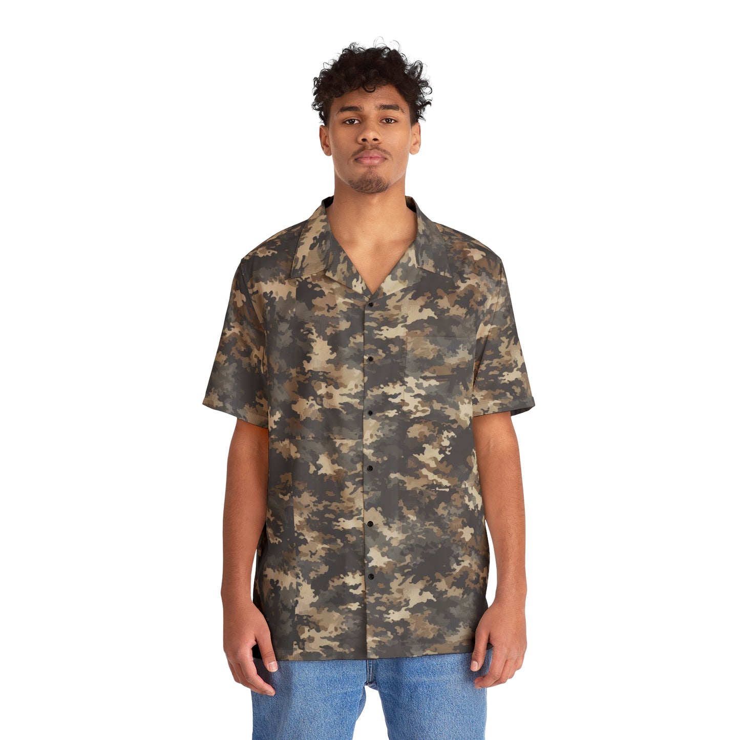 TactiCraft Casual Combat Camo Men's Hawaiian Shirt (AOP)
