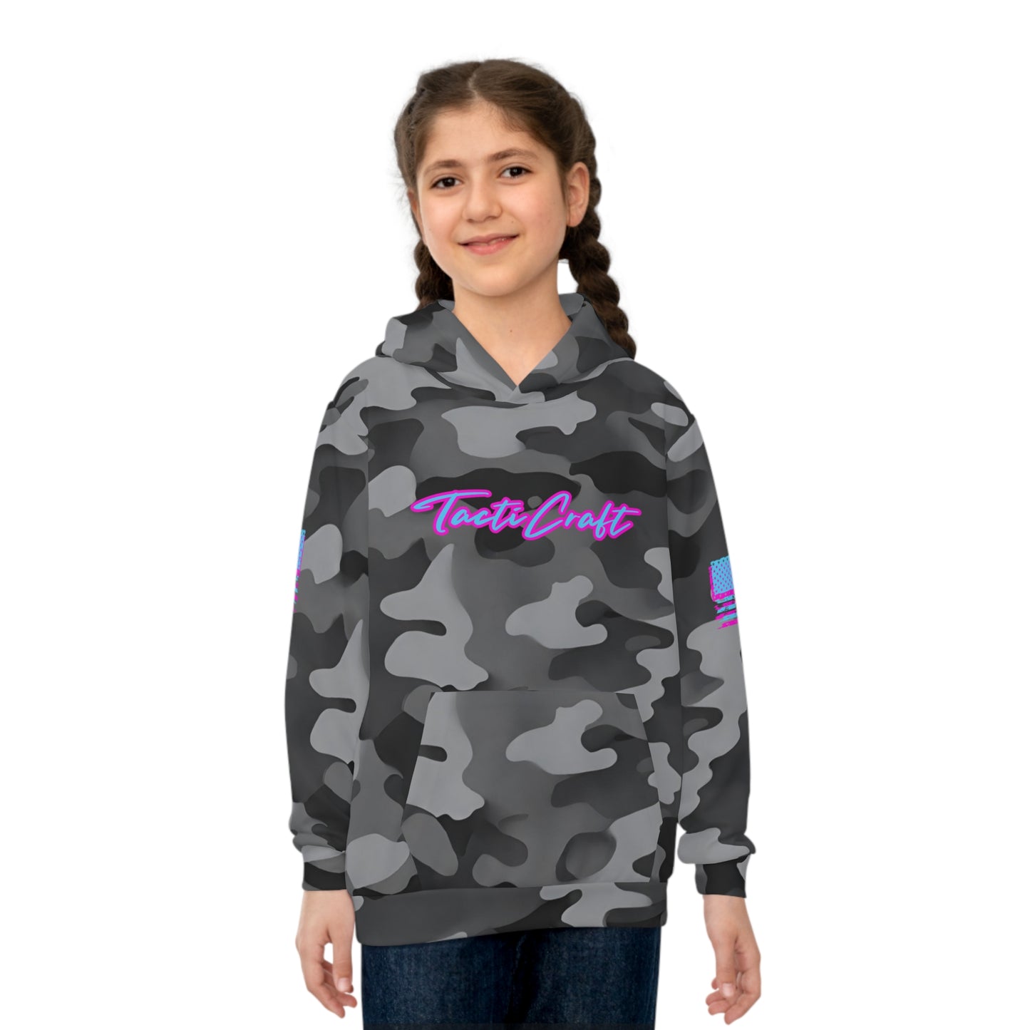 TactiCraft Neon Flag Urban Grey Camouflage Children's Hoodie (AOP)