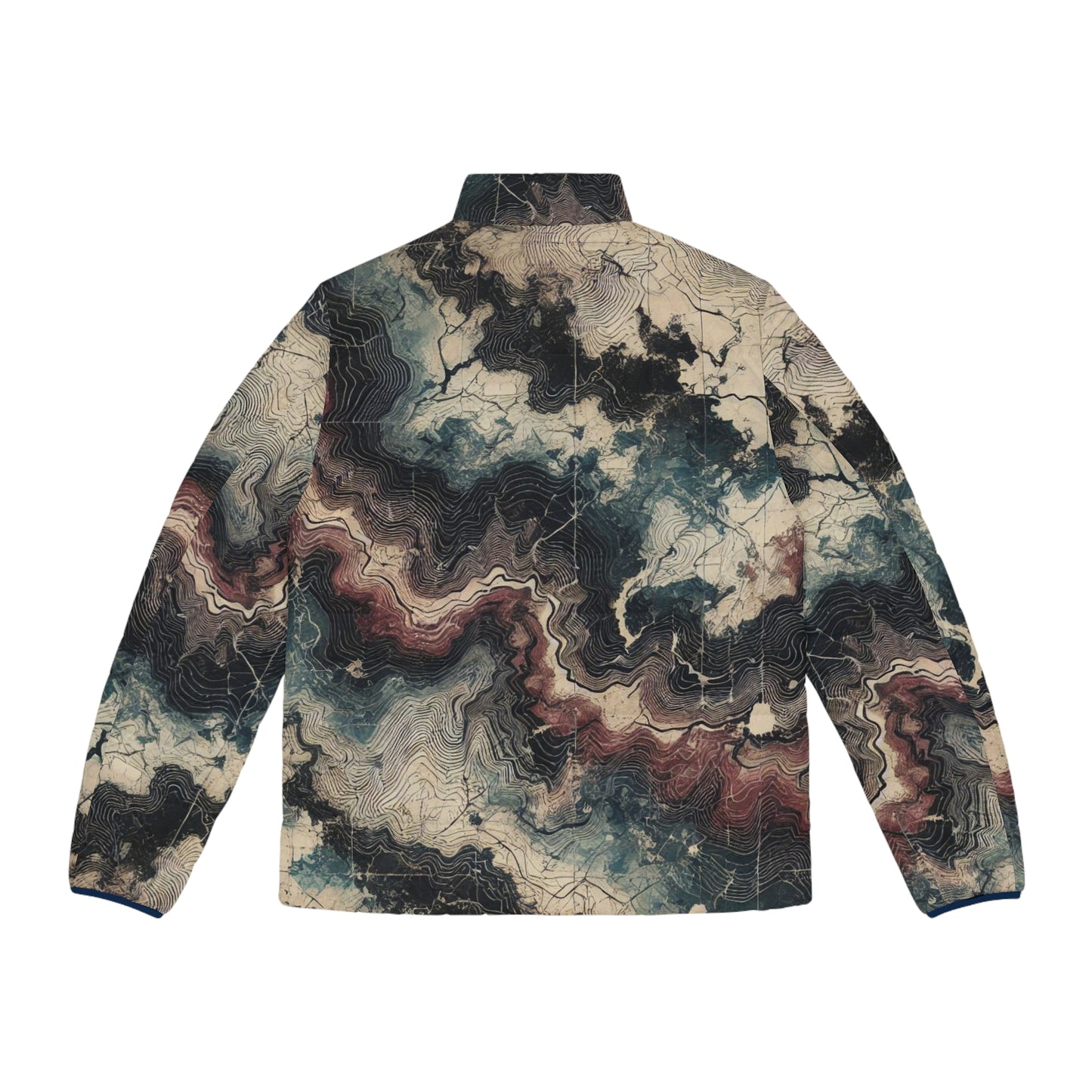 Topo Camo Fall Winter Men's Puffer Jacket (AOP)