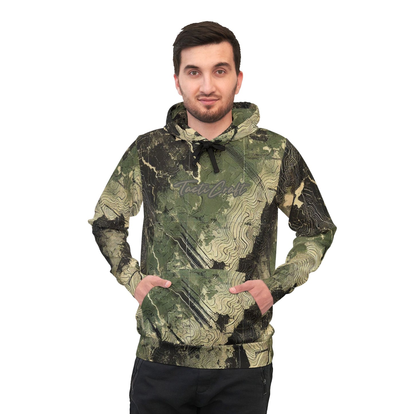 Ripped Topo Map Camo Athletic Hoodie (AOP)