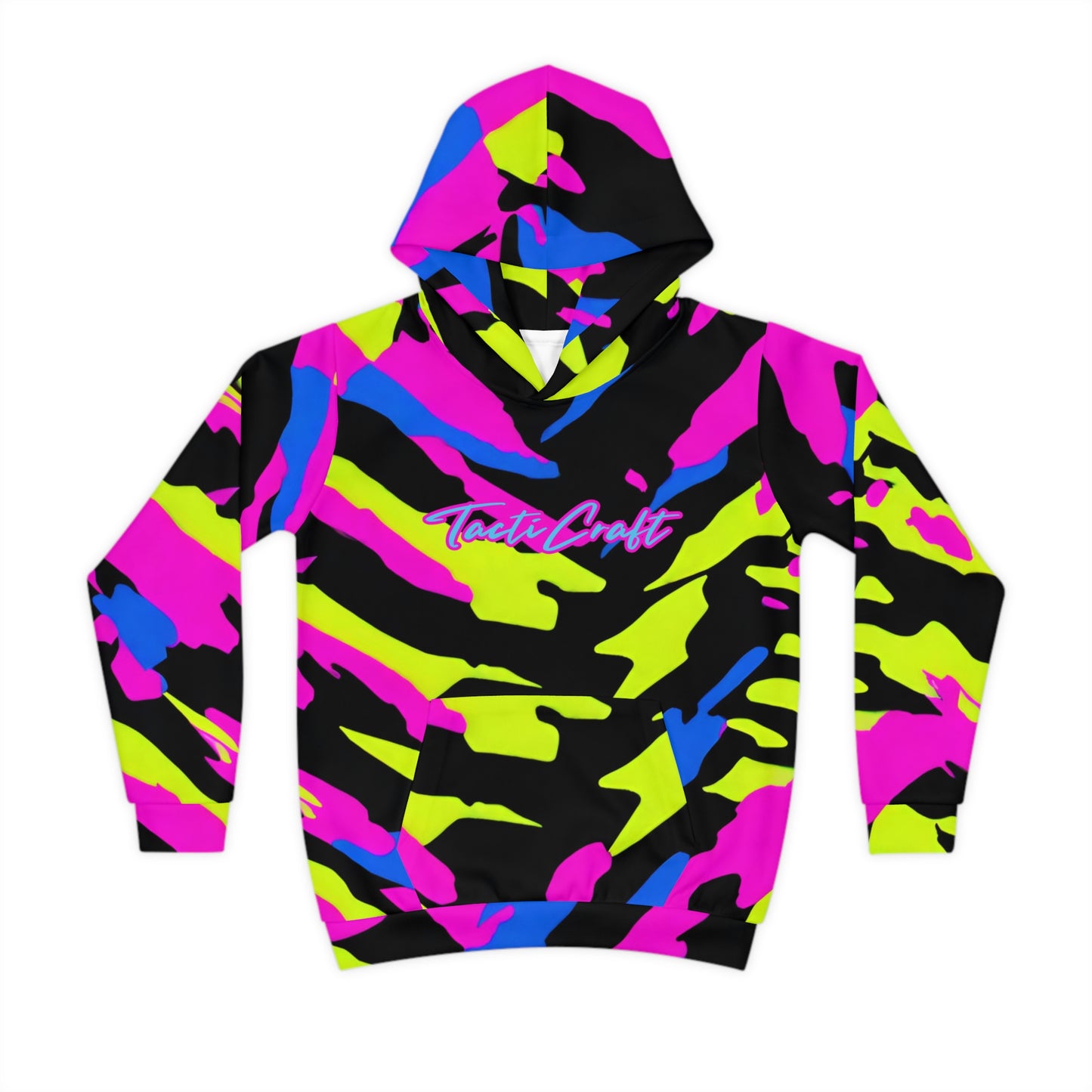 TactiCraft Neon Tiger Stripe Camo Children's Hoodie (AOP)
