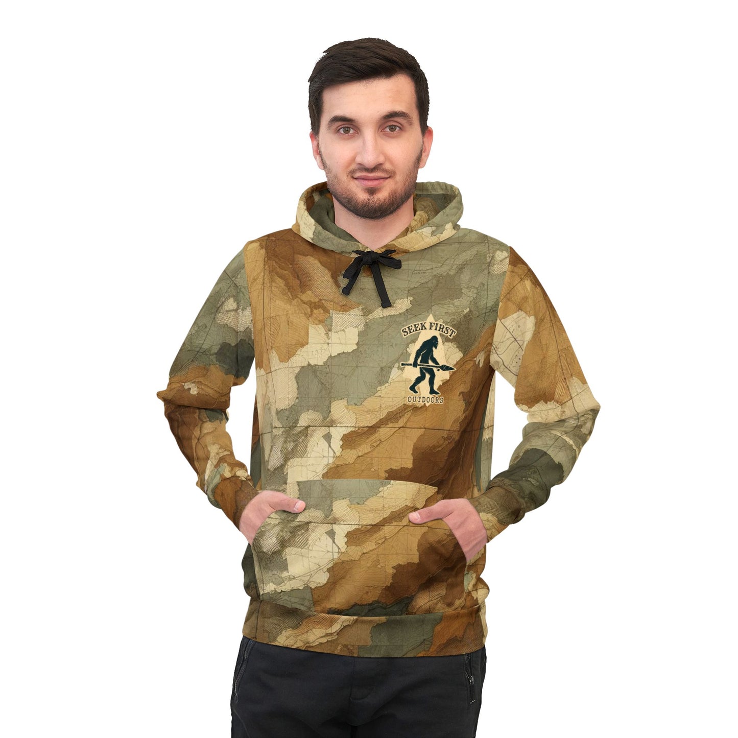 Seek First Outdoors Rip Torn Topo Camo Athletic Hoodie (AOP)