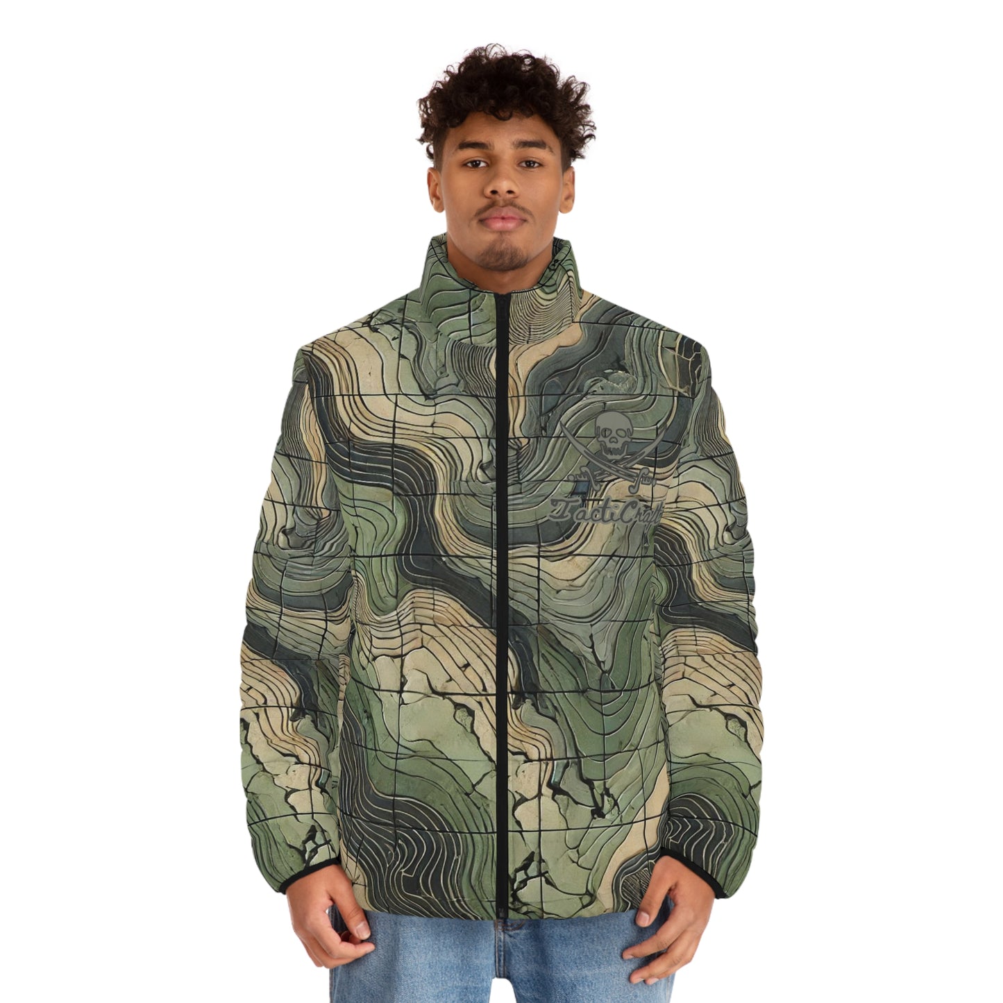 Terrain Map Appalachia Camo Men's Puffer Jacket (AOP)