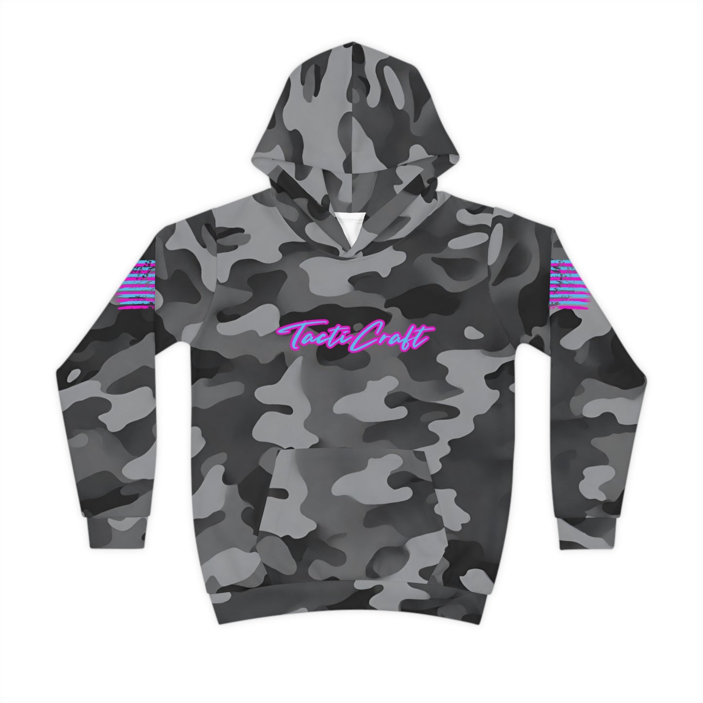 TactiCraft Neon Flag Urban Grey Camouflage Children's Hoodie (AOP)