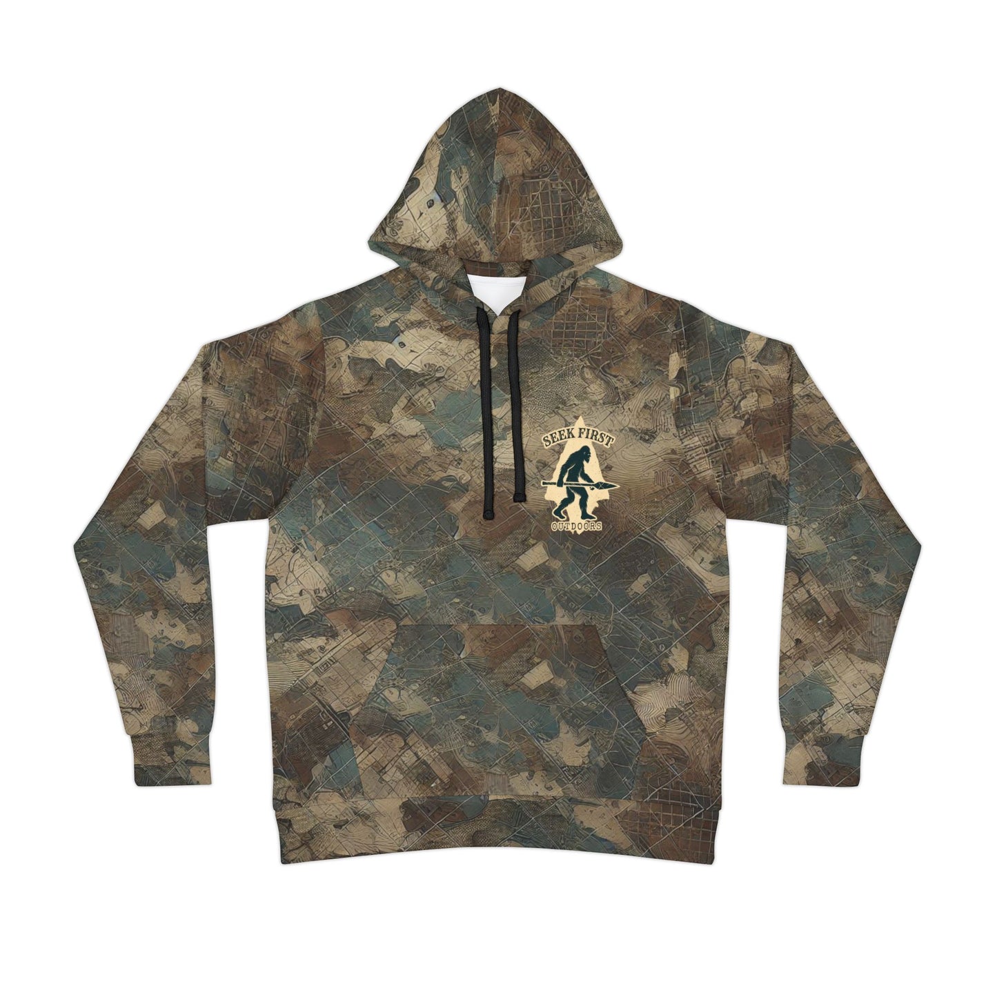 Seek First Outdoors Blotchy Topo Camo Athletic Hoodie (AOP)