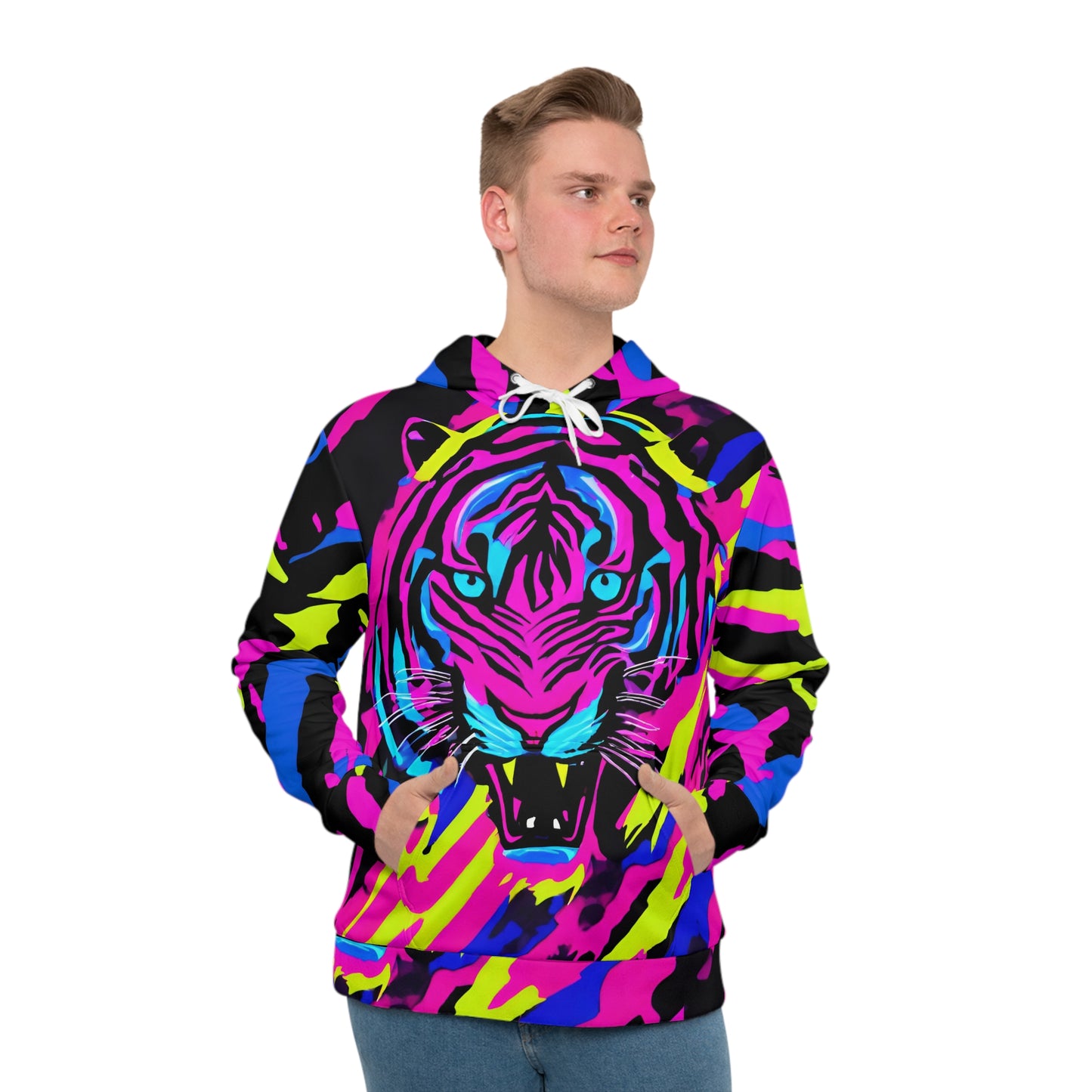 TactiCraft Neon Tiger Stripe Men's Hoodie (AOP)